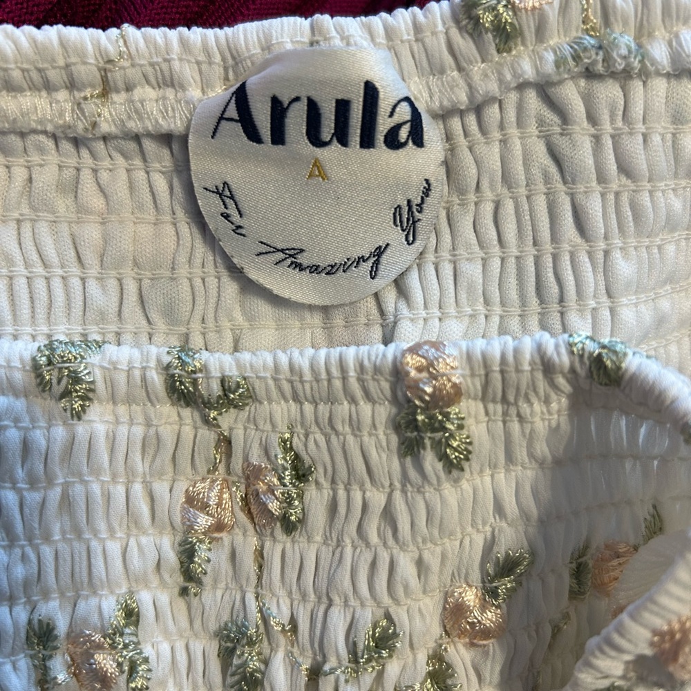 ARULA Cream Embroidered Floral Long Sleeve Dress Size A - Picture 6 of 7
